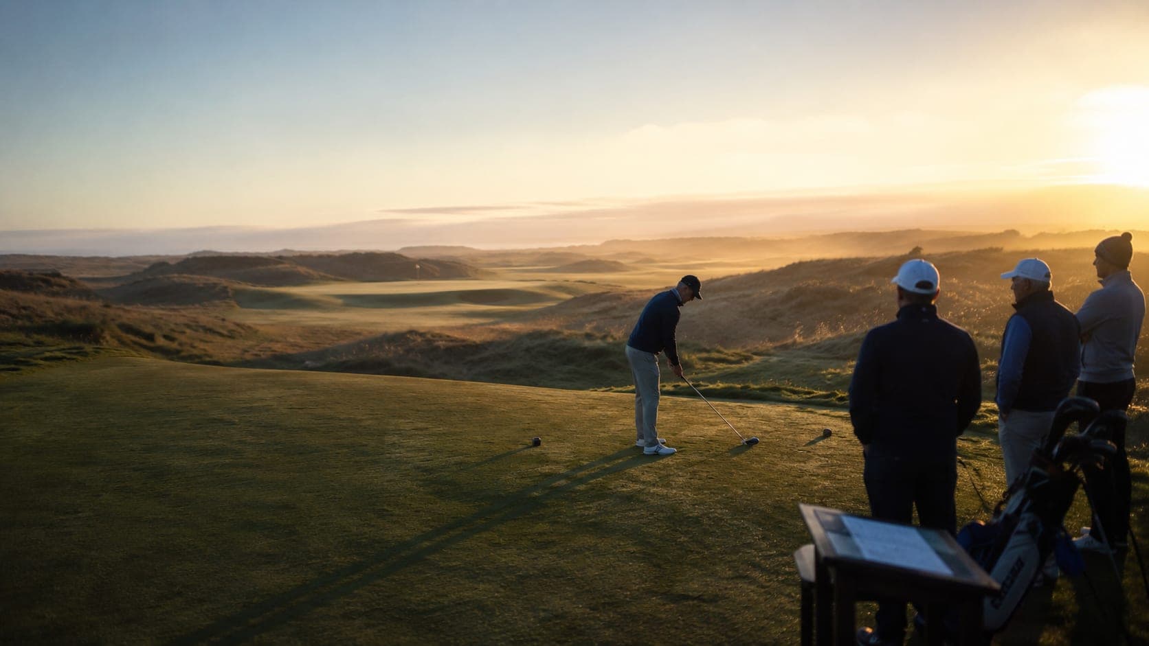 Golfers on the first tee of a club competition